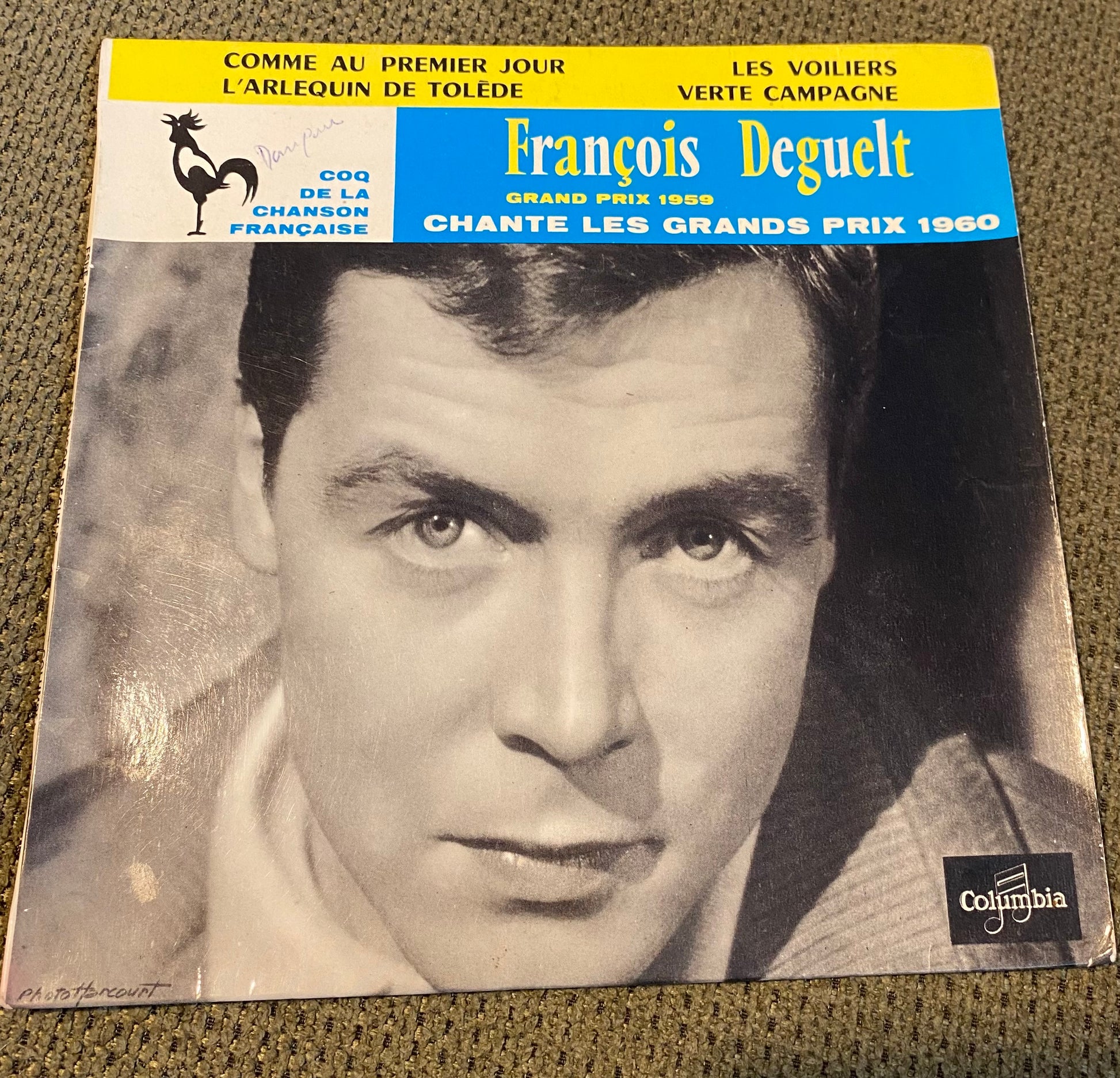 Disque vinyle 45 tours François Deguelt chante les grands prix 1960