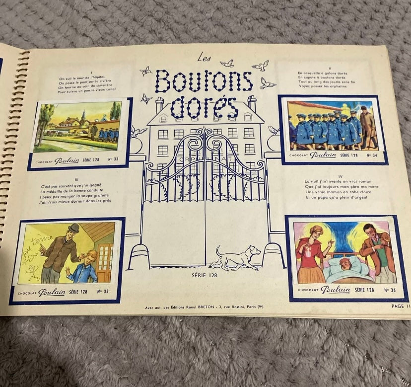 Album d’images. Chanson de France Chocolat Poulain années 60.