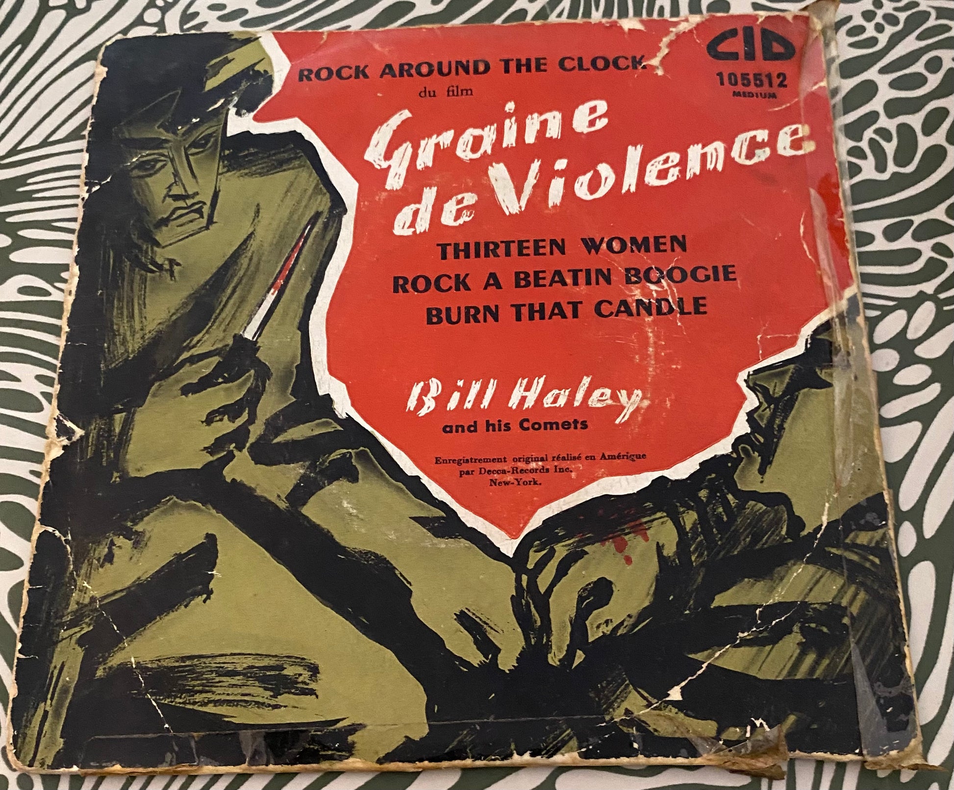 Disque vinyle 45 tours Bill Haley. Rock around the clock du film Graine de violence