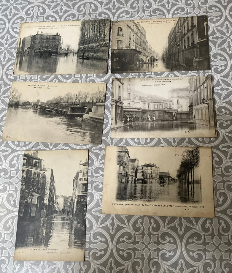 Cartes postales anciennes Puteaux inondations Janvier 1910 Lot de 6