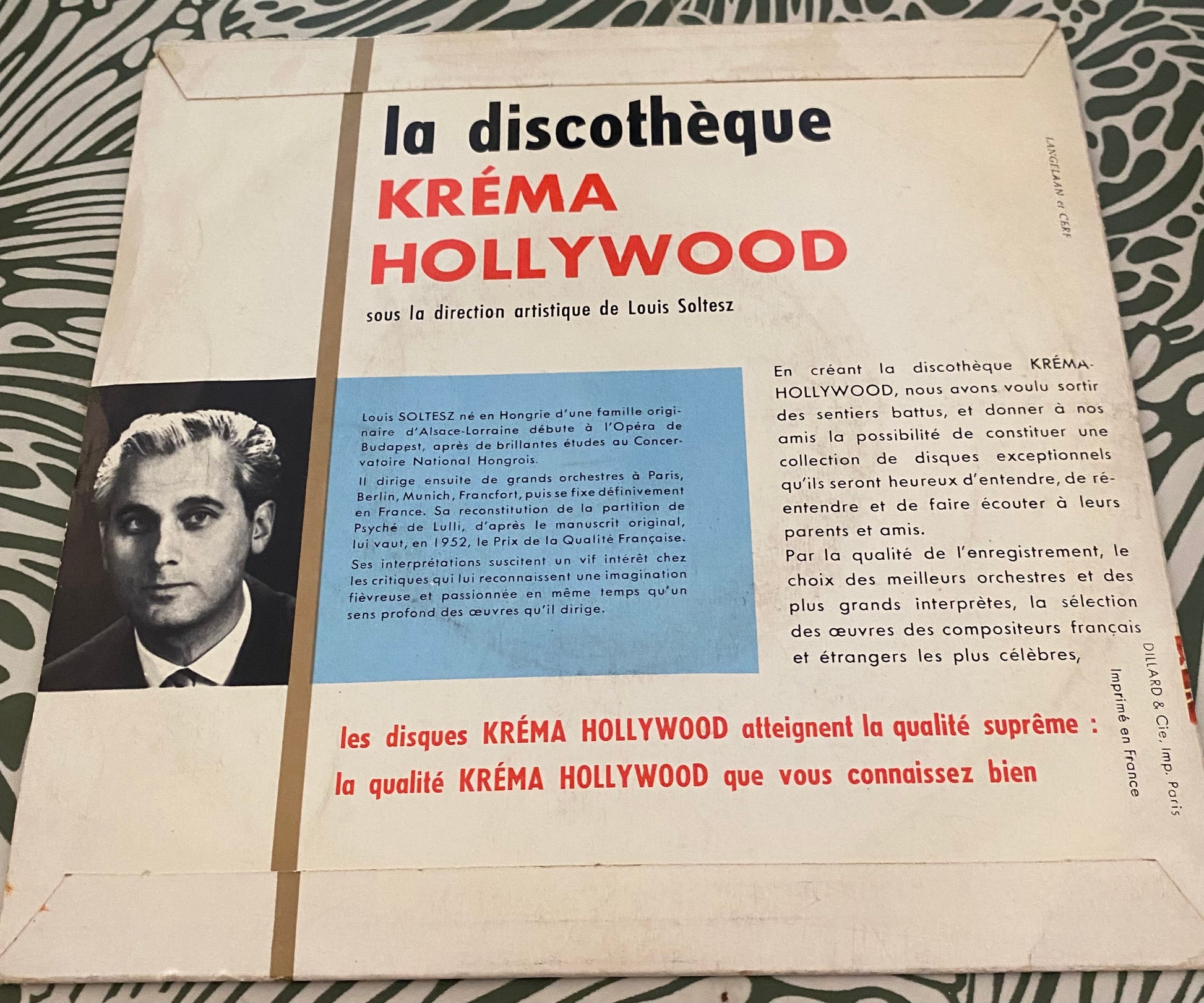 Disque vinyle 45 Tours Krema Johann Strauss fils. Vis d’artiste