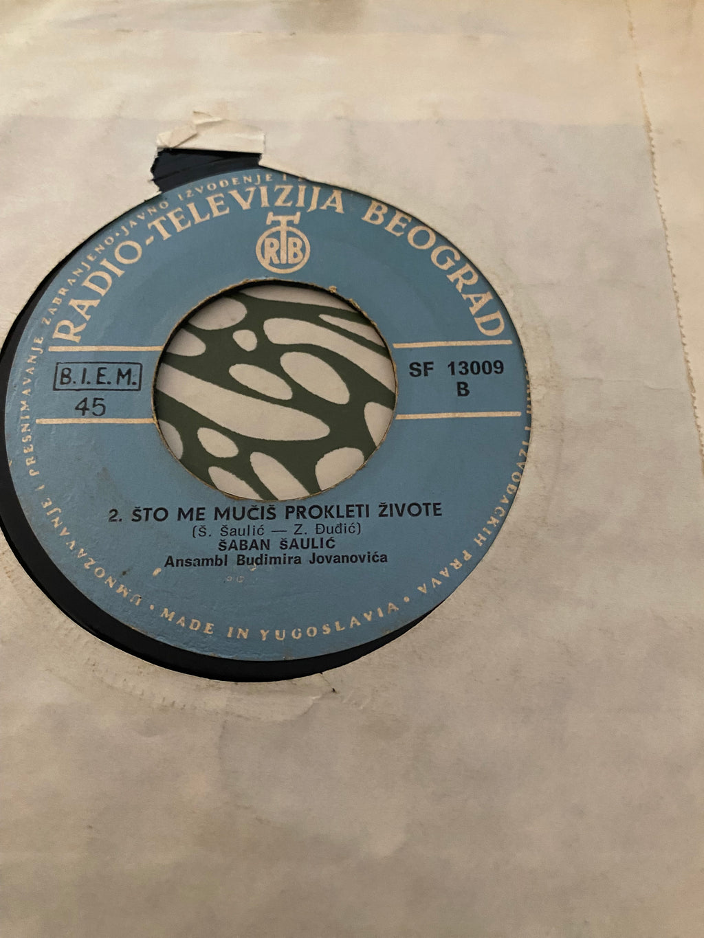 Disque vinyle 45 tours Saban Saulic. Sada je svenu kraz