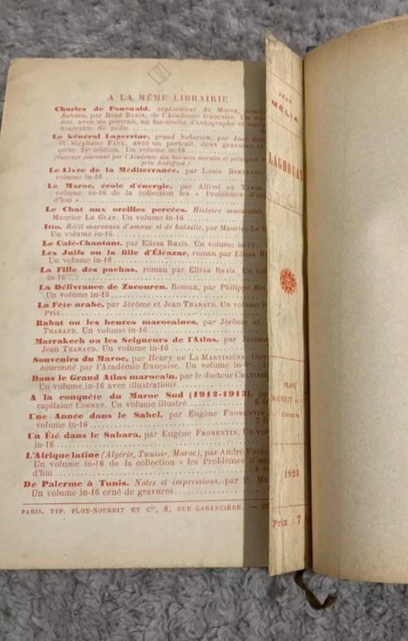 Livre ancien Laghouat ou les maisons entourées de jardins 1923 ce volume a été déposé au ministère de l’intérieur.