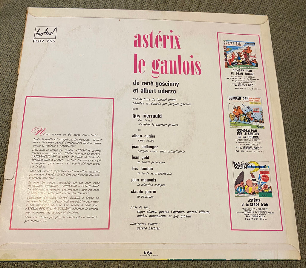 Disque vinyle 33 tours Asterix Le Gaulois par Rigoscinny et A. Uderzo