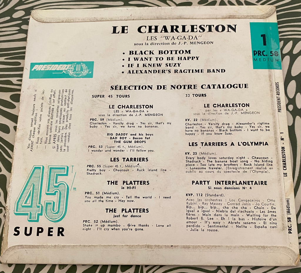 Disque vinyle 45 tours Le Charleston. Les wa ga da