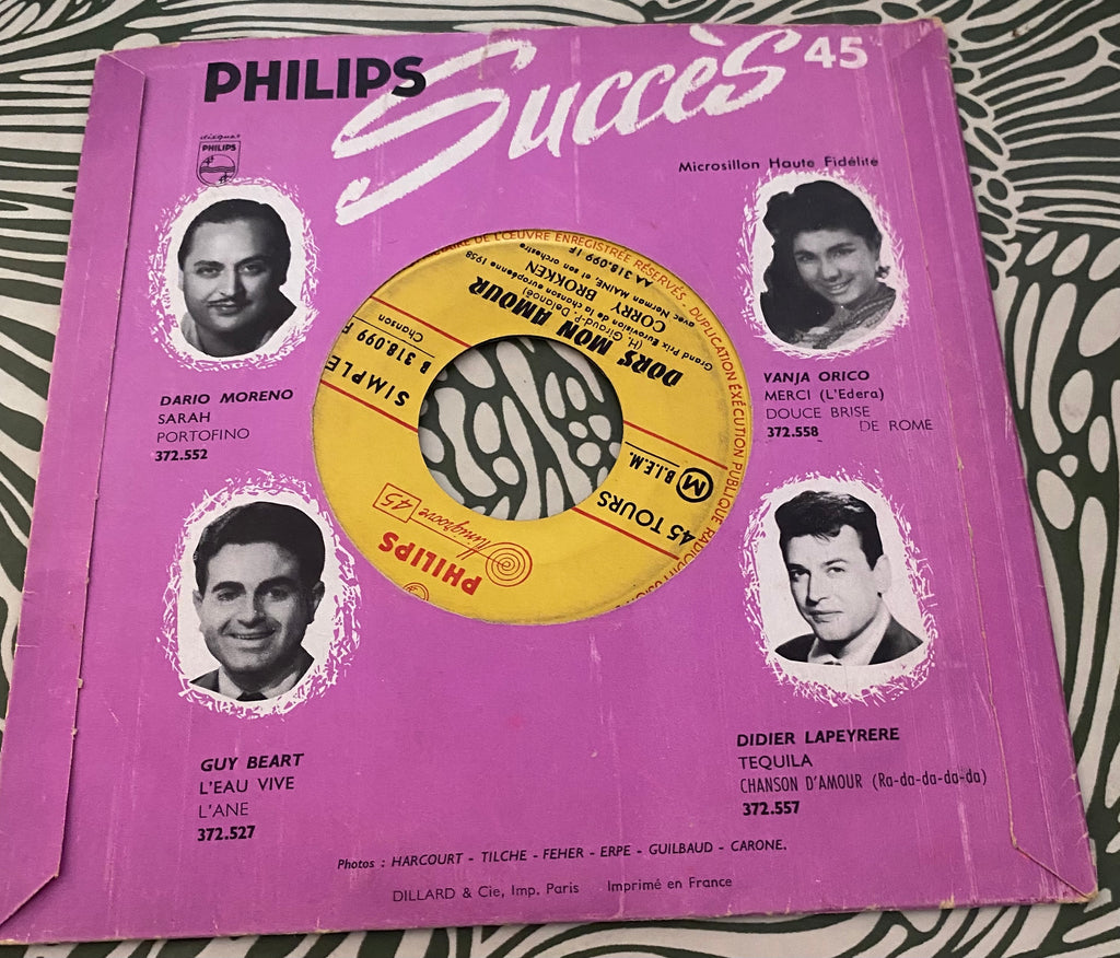 Disque vinyle 45 Tours Corry brokken. Toi mon cœur, tu sais