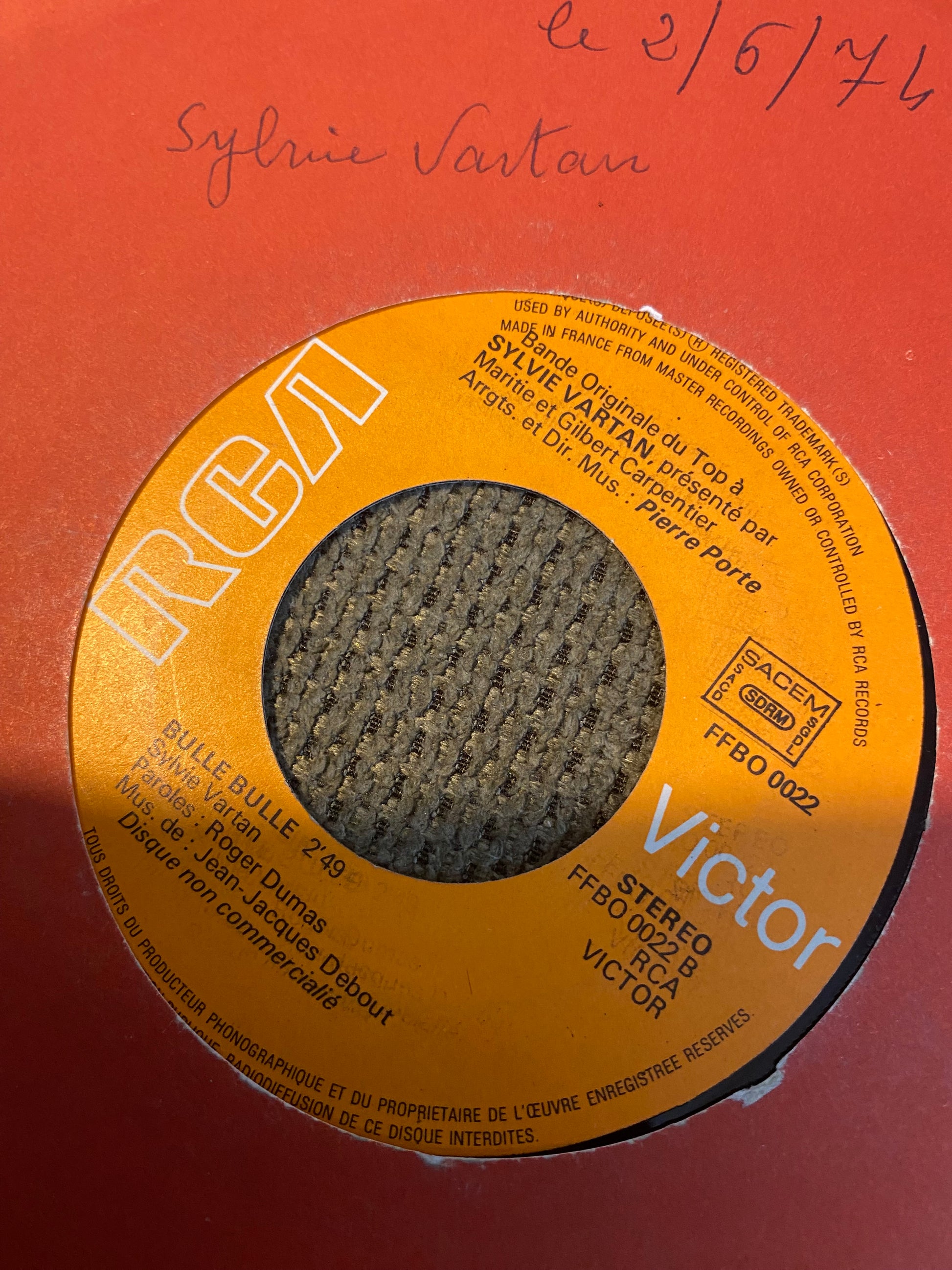 Disque vinyle 45 tours Sylvie Vartan. Je chante pour Swanee