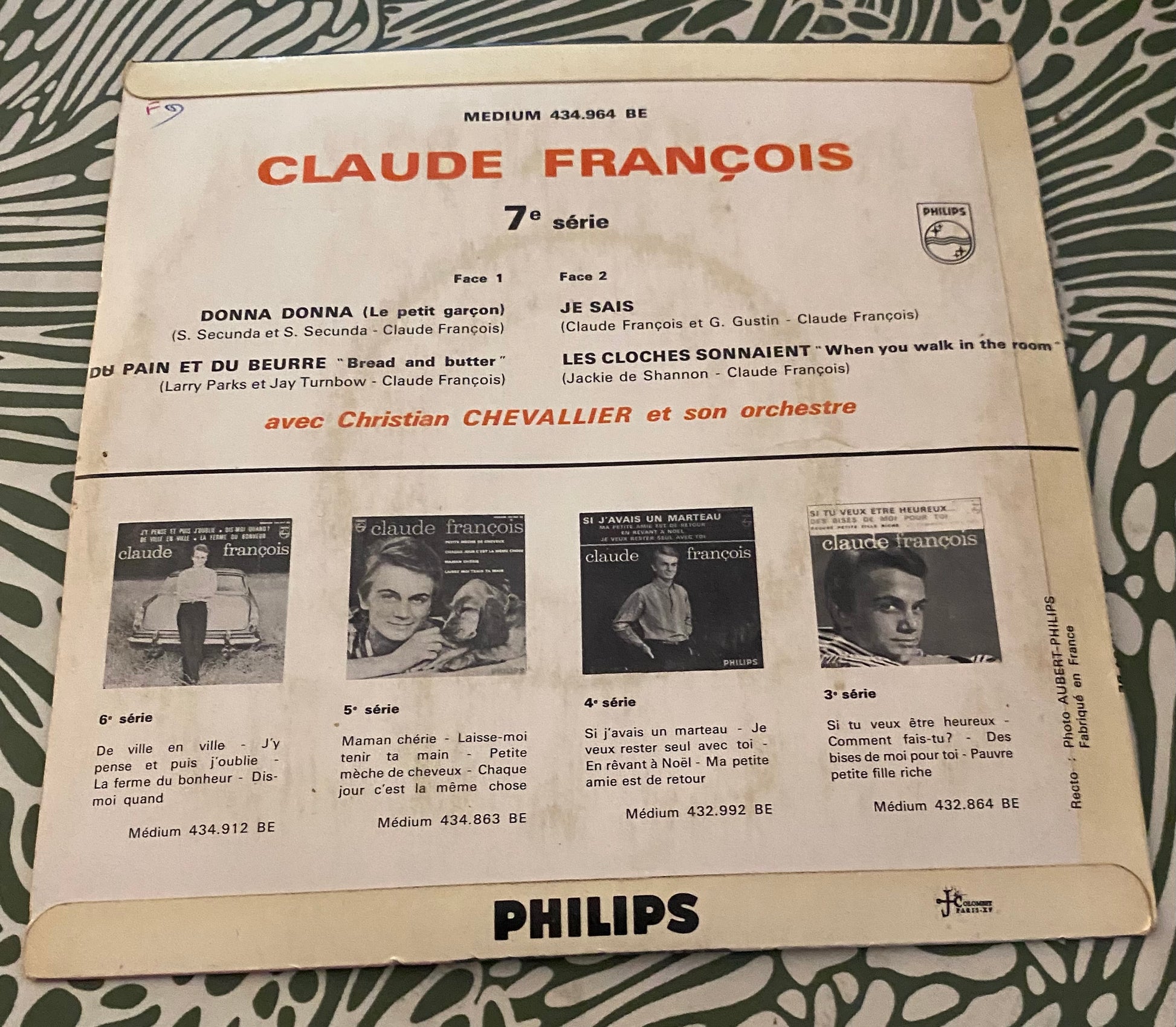 Disque vinyle 45 tours Claude François Donna donna