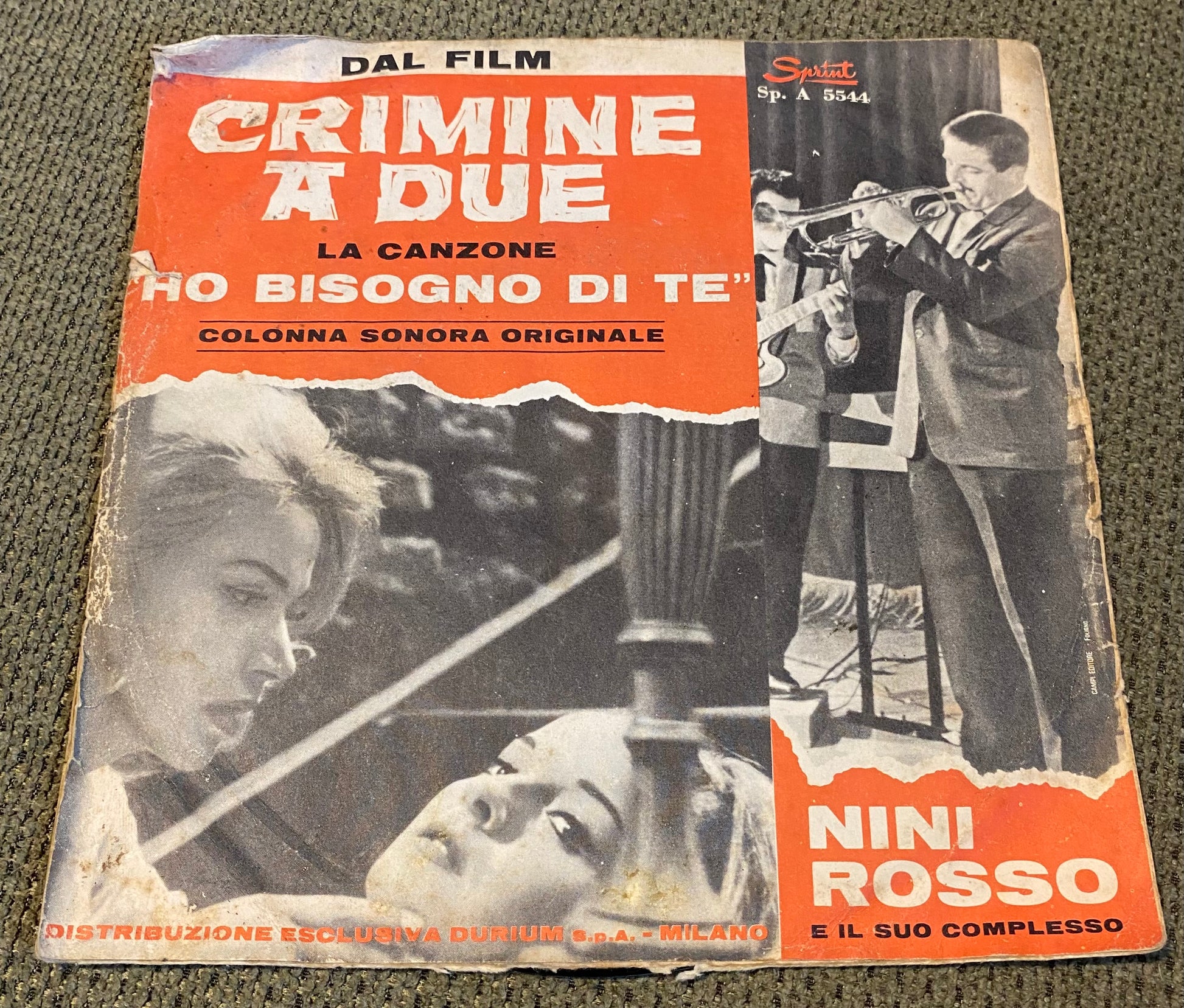 Disque vinyle Nini Rosso Dal Film Crimine A Due La Canzone. Ho Bisogno Di Te.