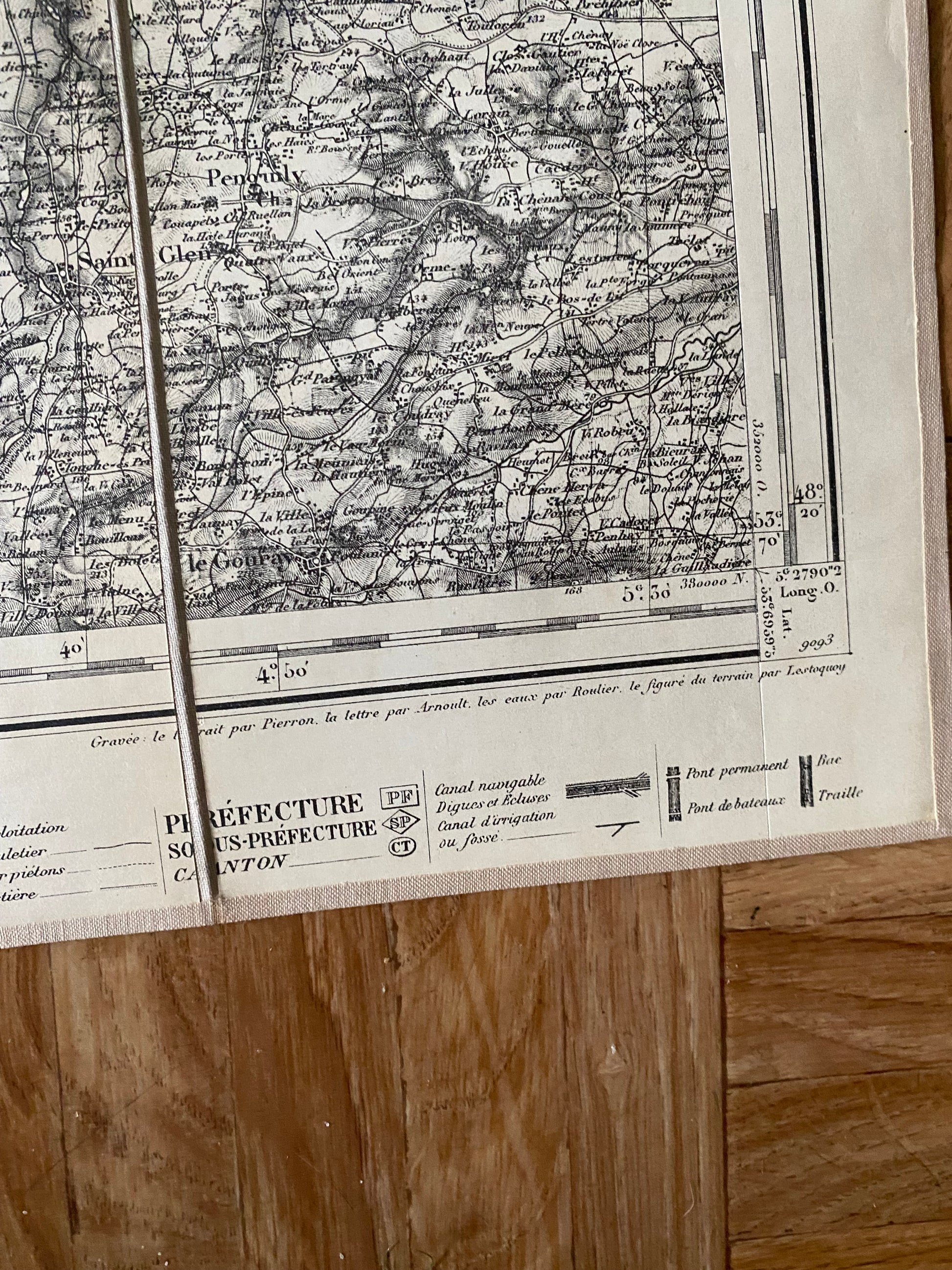 Carte territoire ancienne E. Andriveau - Goujon. Saint brieuc en toile 1887