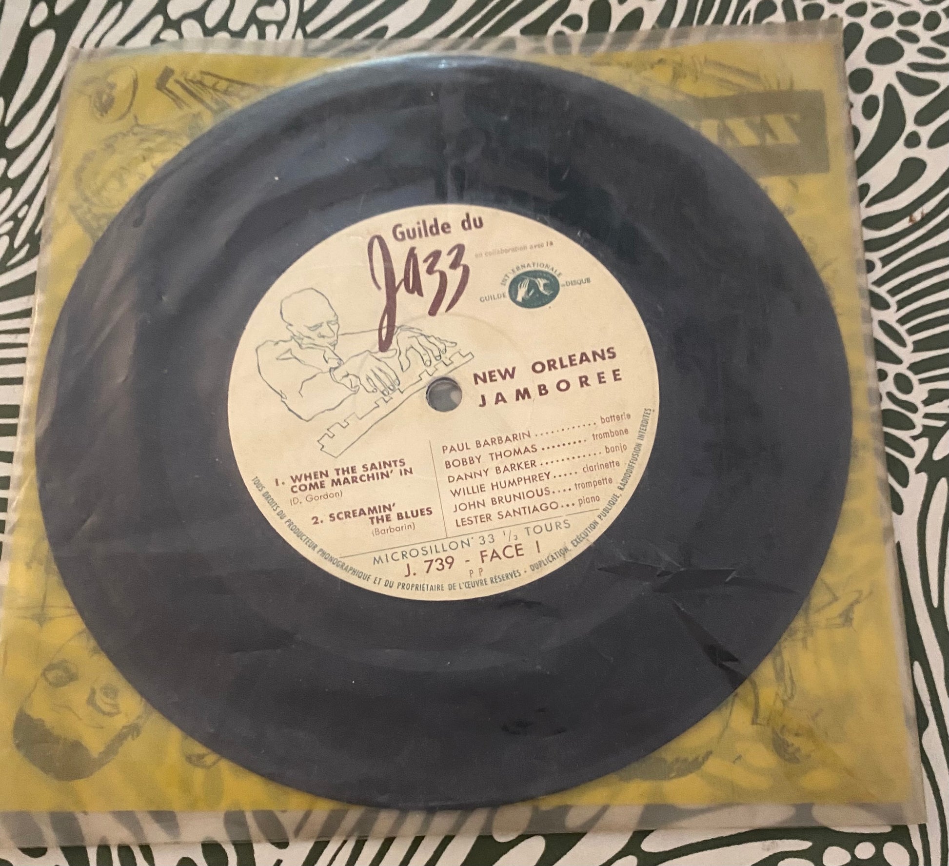 Disque vinyle 33Tours format 45 New Orléans Jam borée. Guilde du jazz. When the saints come Marchin’n