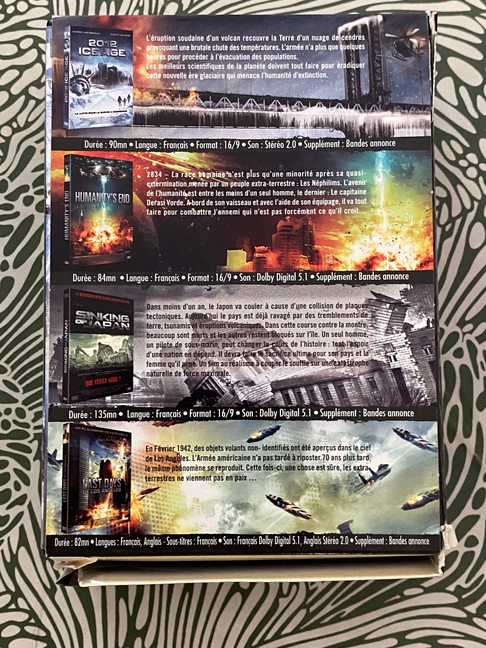 DVD coffret 4 film. 2012 Ice Age. Humanity’s End. sinking of Japan. Last Days of Los Angeles