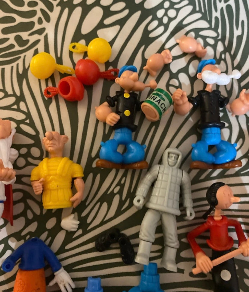 Figurines anciennes Kinder montables Popeye. Astérix. Panthère rose. Esquimau. Cowboy