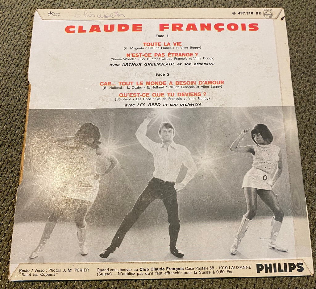 Disque vinyle Claude François. Toute ma vie