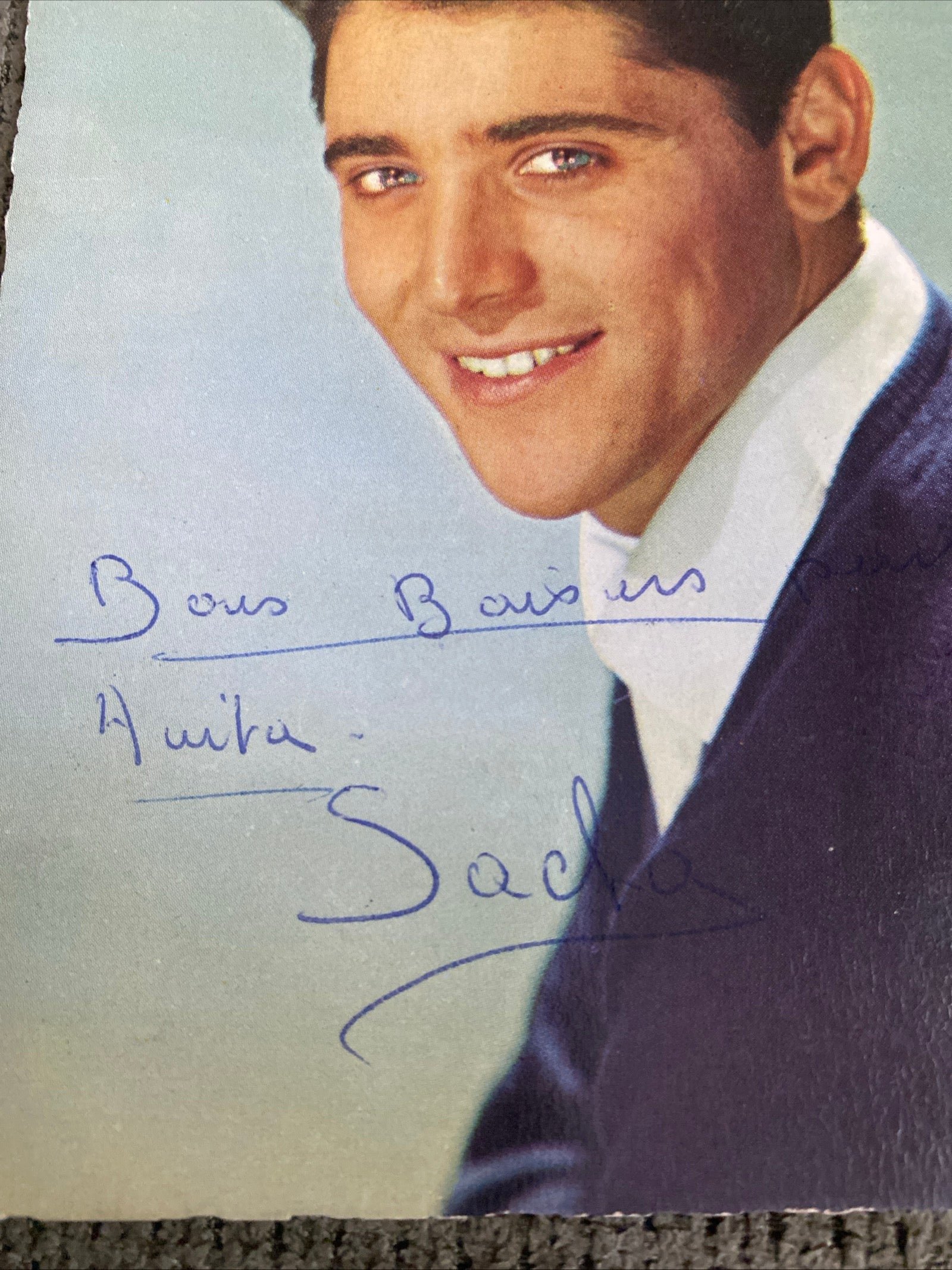 Carte postale dédicacée Sacha Distel