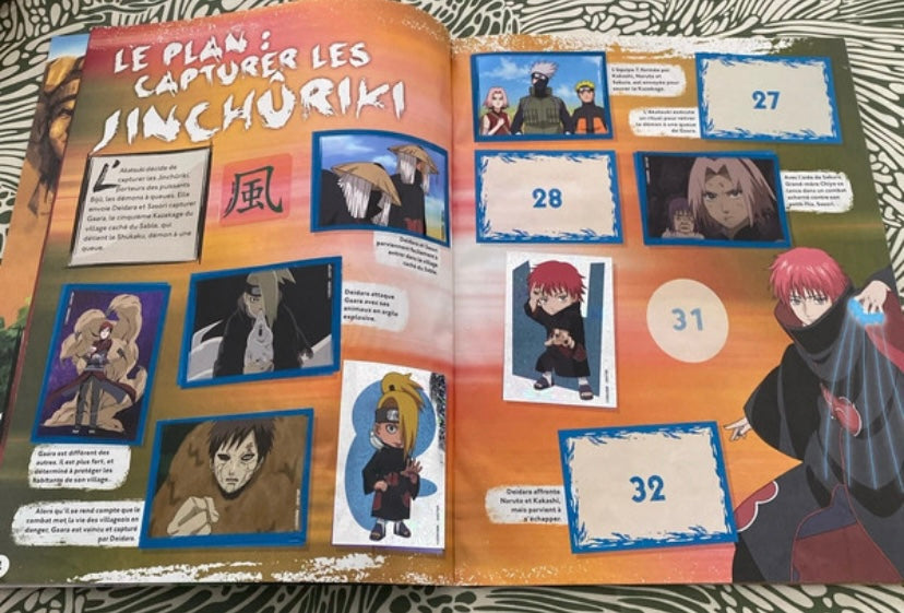 Album images Panini Naruto Shippuden. Une soixantaine d’images collées