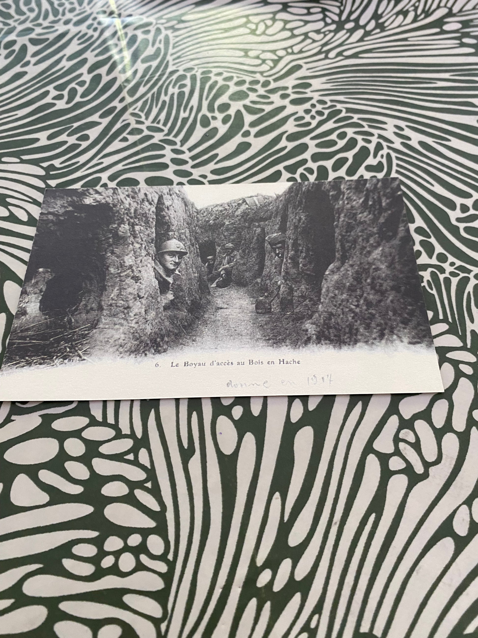 Carte postales ancienne. Le boyau d’accès au bois en hache