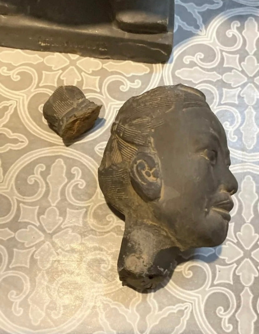Statue ancienne soldats de pierre Chinoise de l’empire Quing Shi Huang hauteur 38 cm poids 2kg100