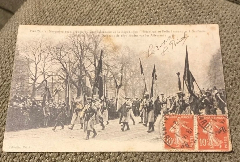 Carte postale ancienne 11 Novembre 1920 fête du cinquantenaire de la république