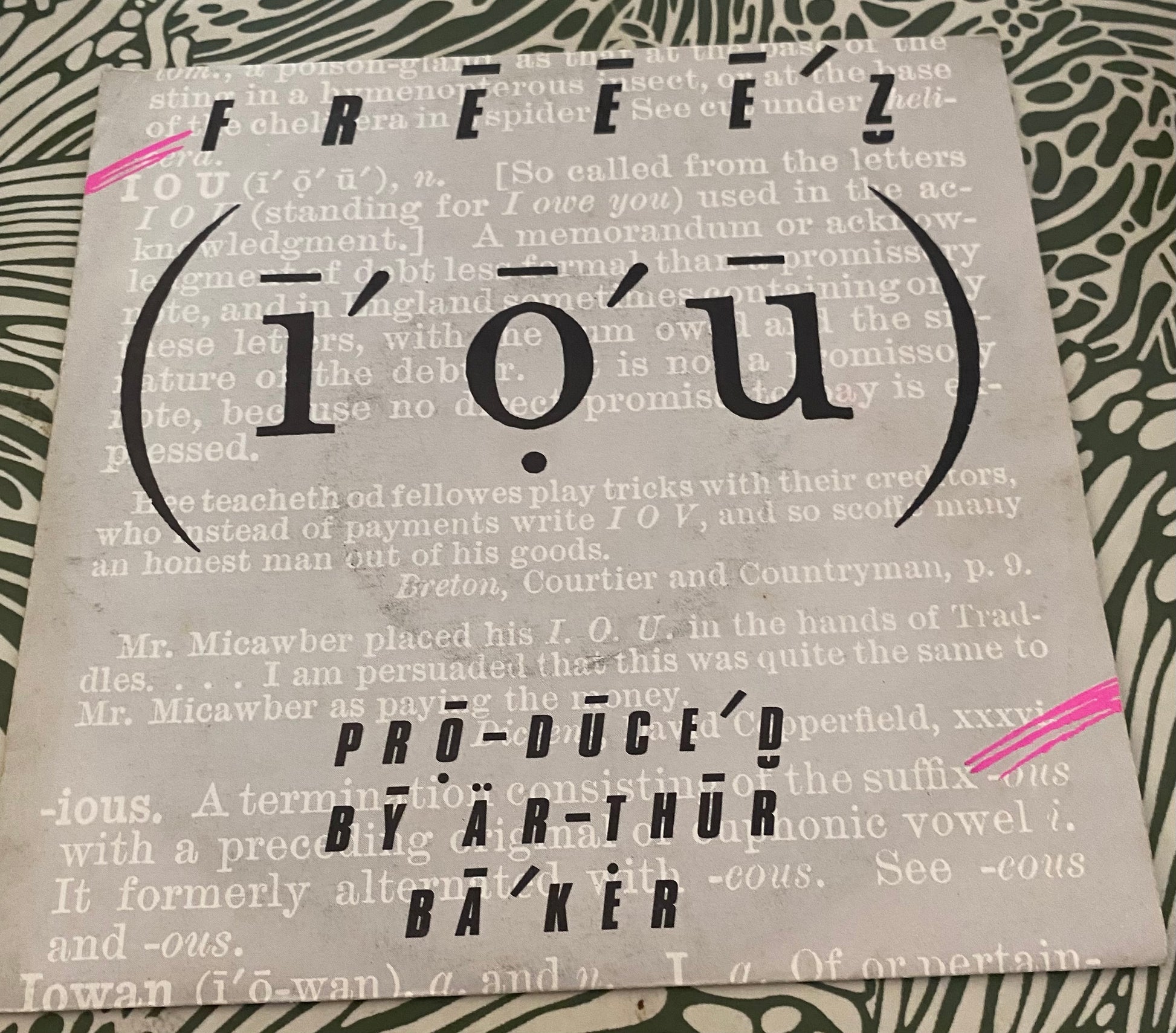 Disque vinyle 45 tours Freeez. Iou