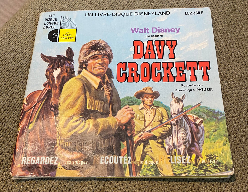 Livre disque vinyle Davy Crockett. Walt Disney