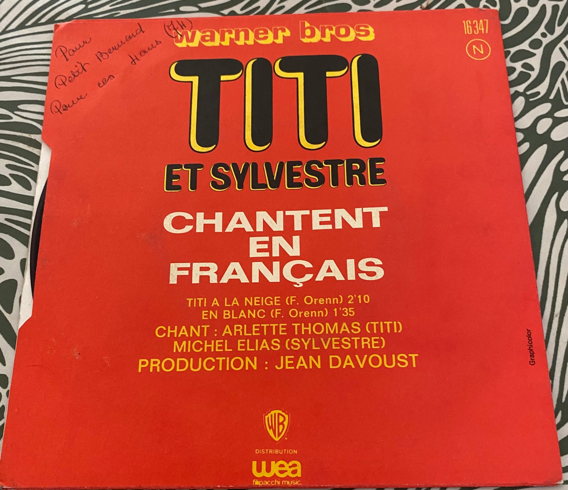 Disque vinyle 45 Tours titi et sylvestre chantent en Français