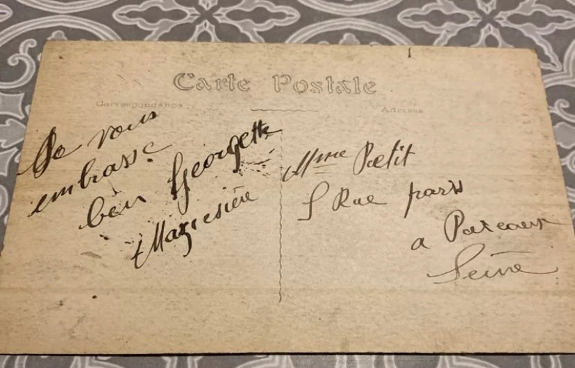 Carte postale ancienne Rare Sannois Kiosque Rustine du père. La galette Moulin. La terrasse