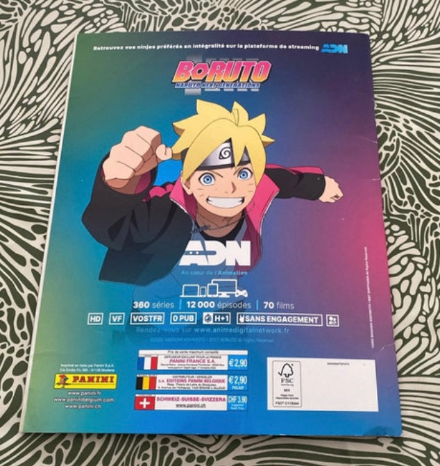 Album images Panini Naruto Shippuden. Une soixantaine d’images collées