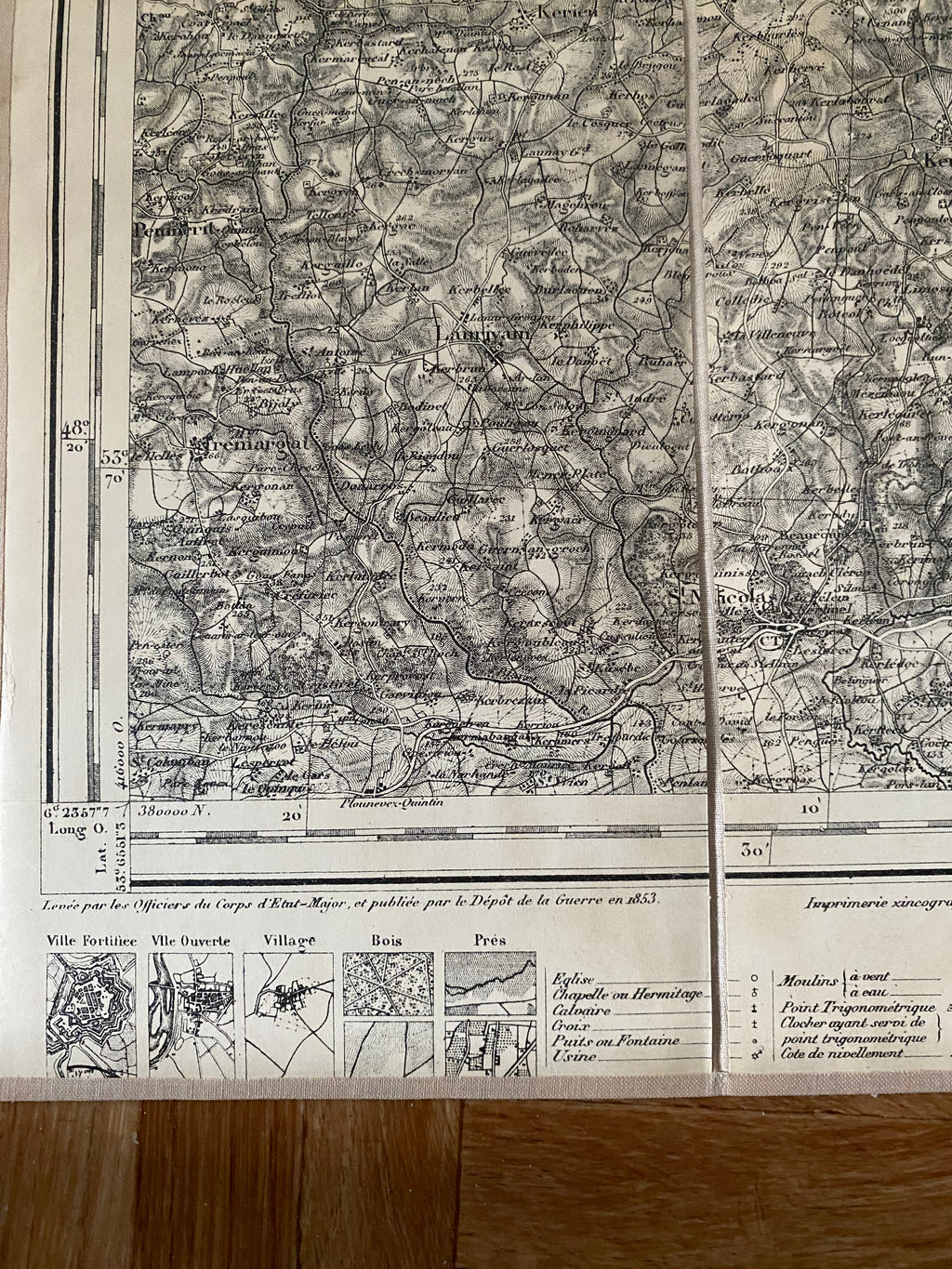 Carte territoire ancienne E. Andriveau - Goujon. Saint brieuc en toile 1887