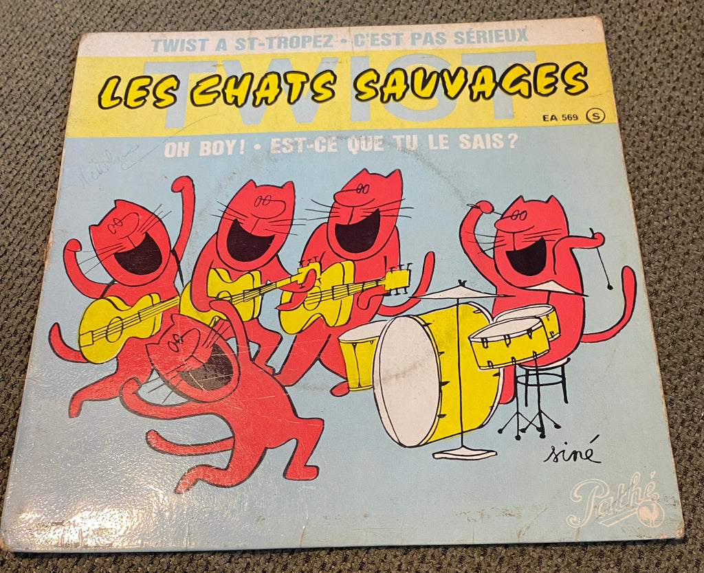 Disque vinyle 45 tours Les chats sauvages. Twist à Saint Tropez