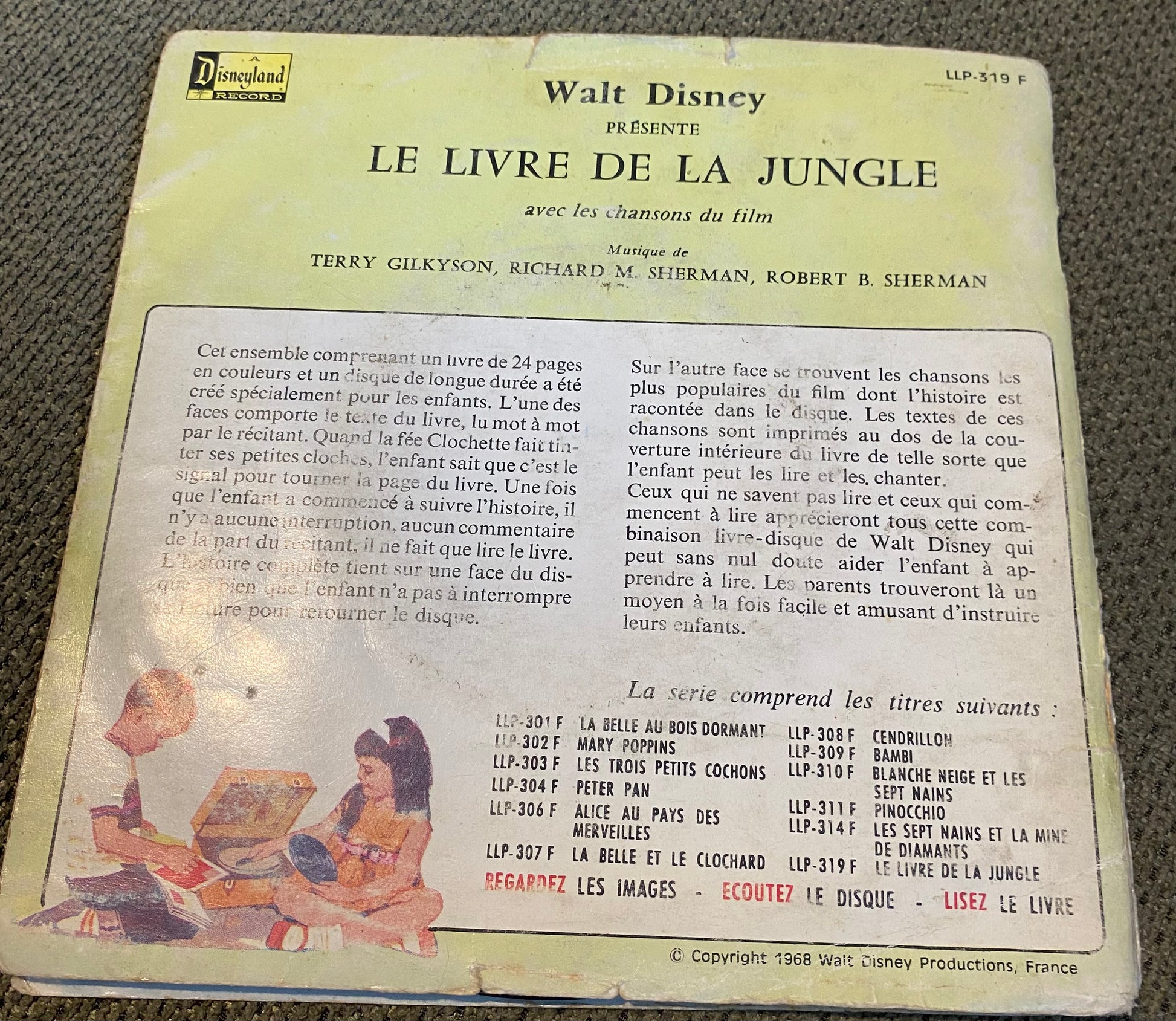 Le livre de la jungle livre disque vinyle d’après l’œuvre de Rodyard kipling