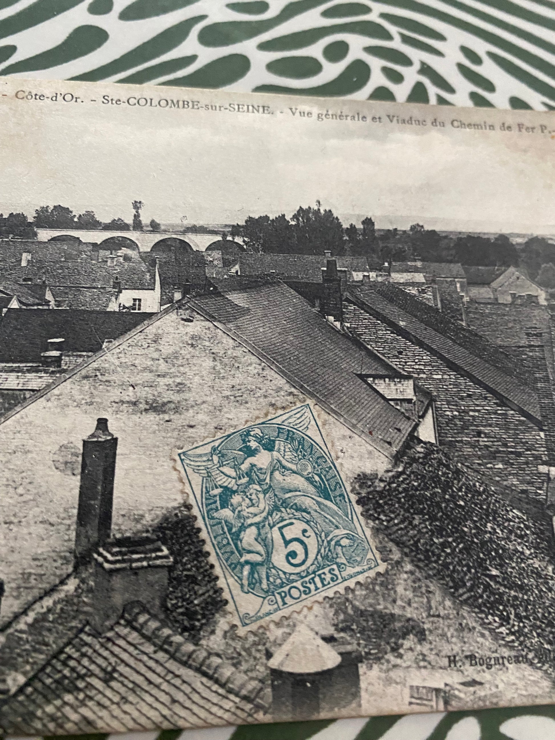 Carte postale ancienne Côte d’or Sainte Colombe sur seine vue générale et Viaduc du chemin de fer