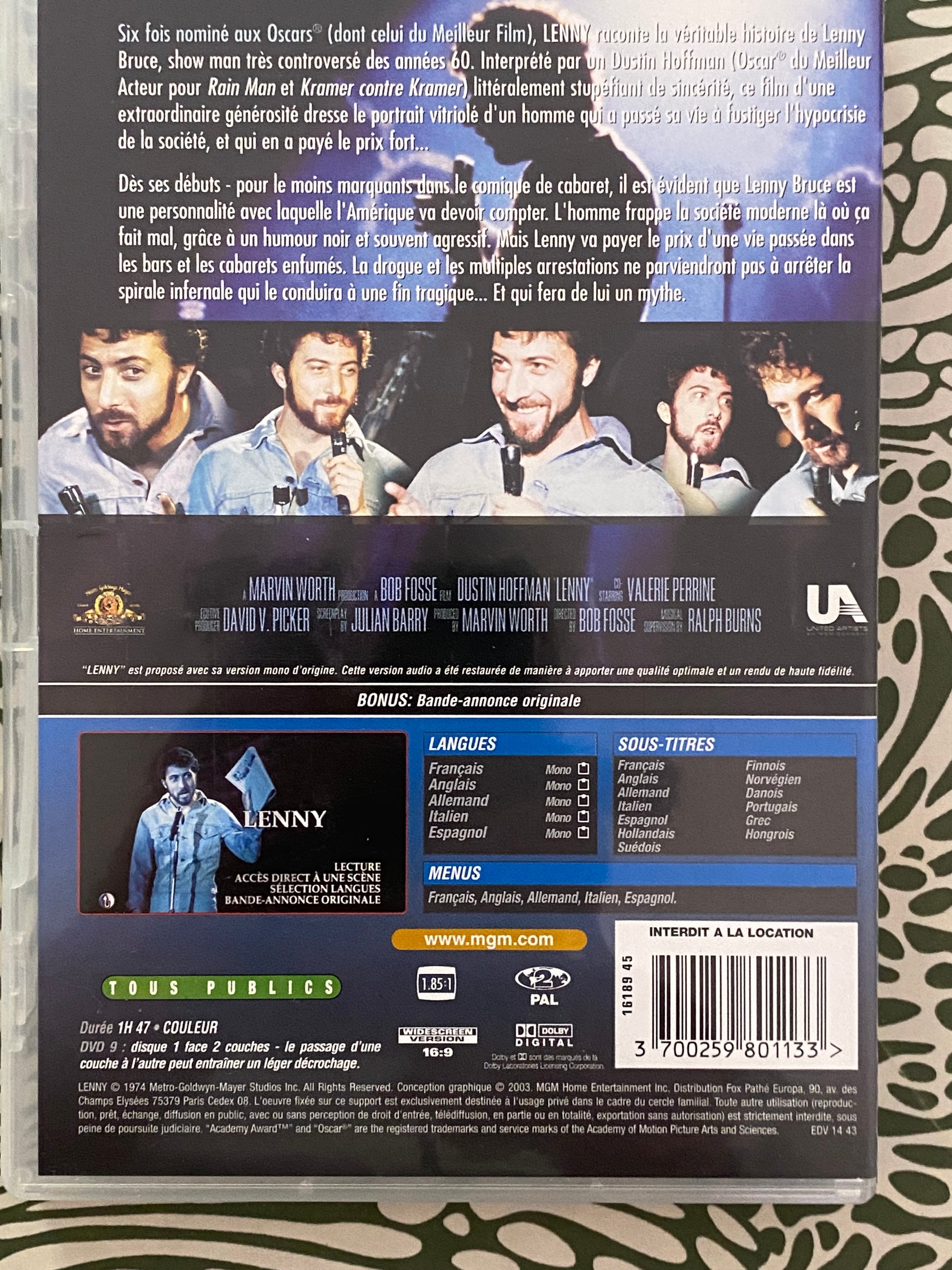 DVD film. Lenny. Dustin Hoffman