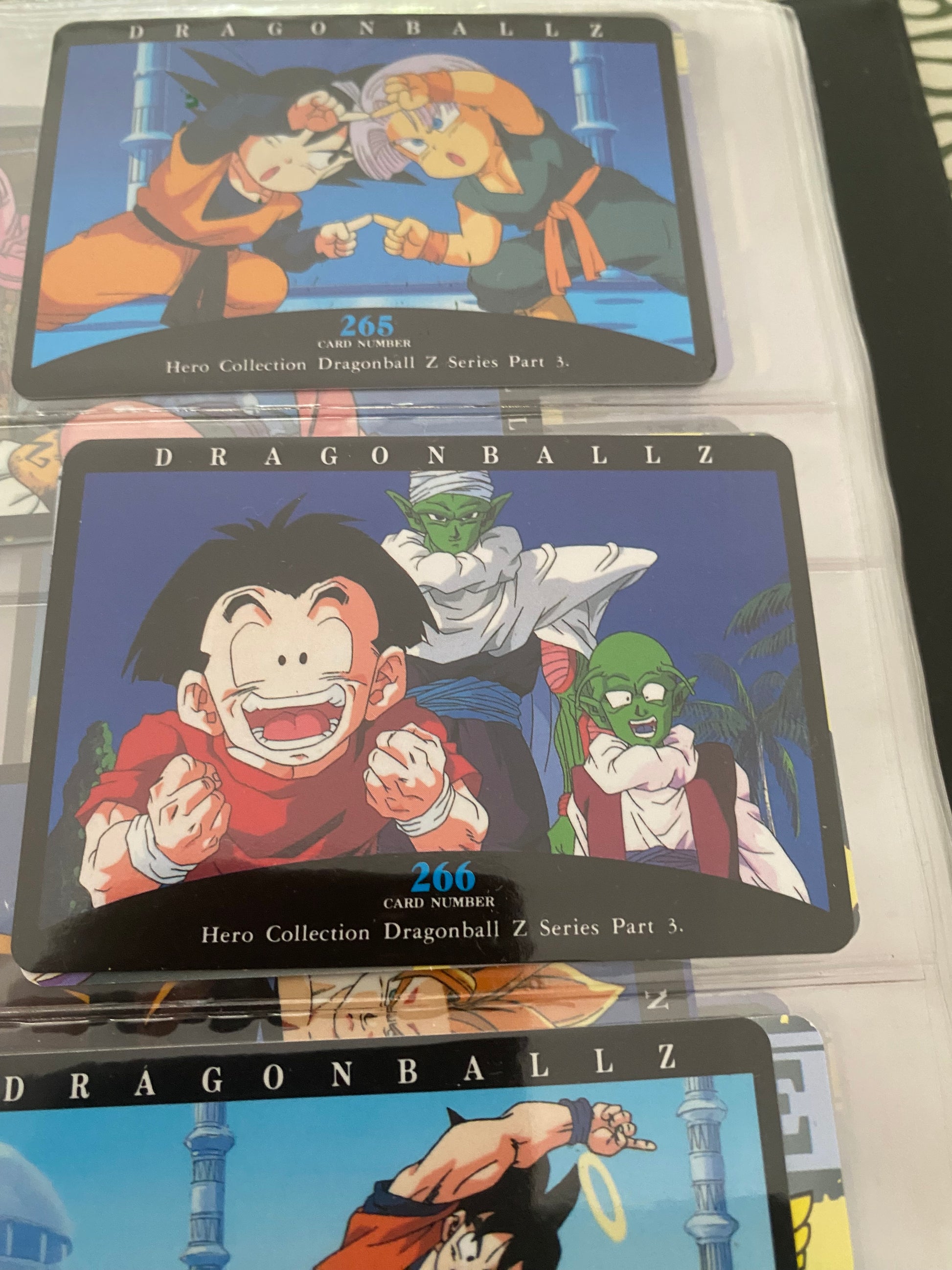 Dragon Ball Z part 3 cartes de collection numéro 265.266.267.268 Lot de 4.