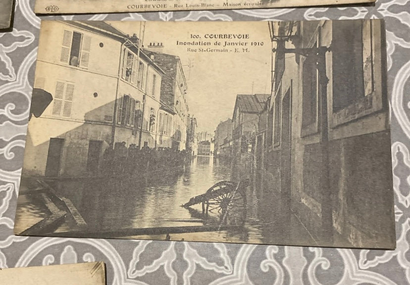Cartes postales anciennes Courbevoie inondations de Janvier 1910 Lot de 7