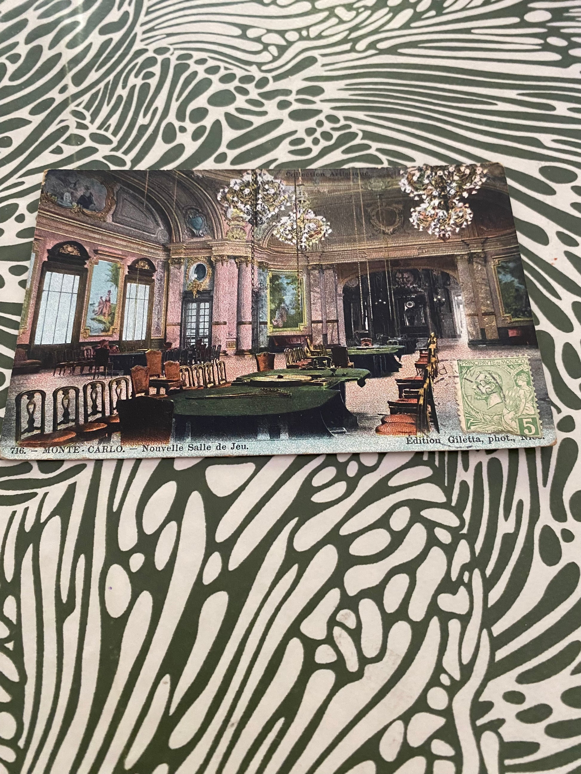 Carte postale ancienne. Monte Carlos. Nouvelle salle de jeu.