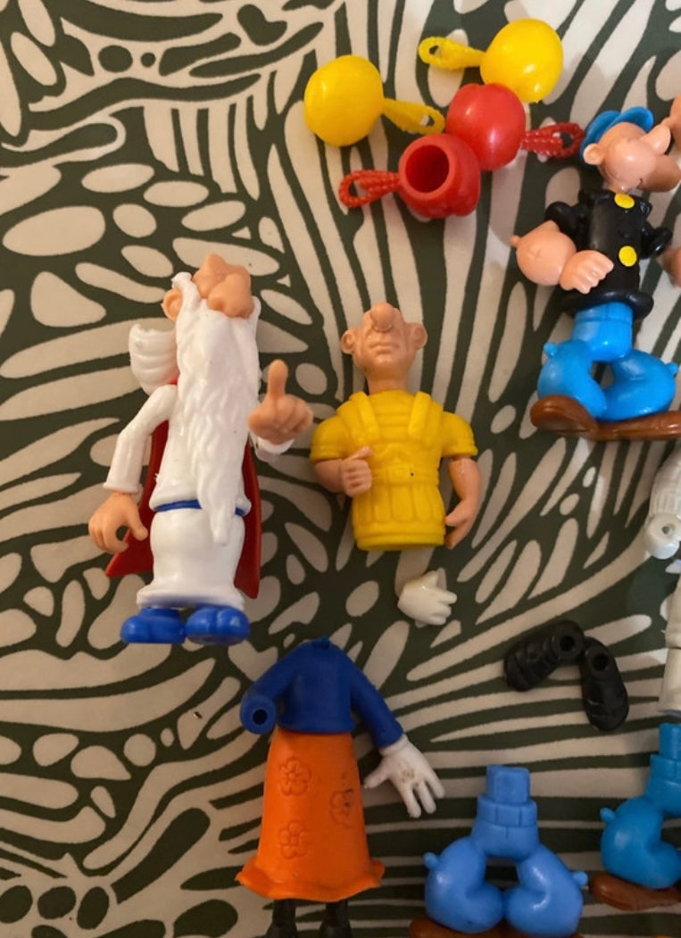 Figurines anciennes Kinder montables Popeye. Astérix. Panthère rose. Esquimau. Cowboy