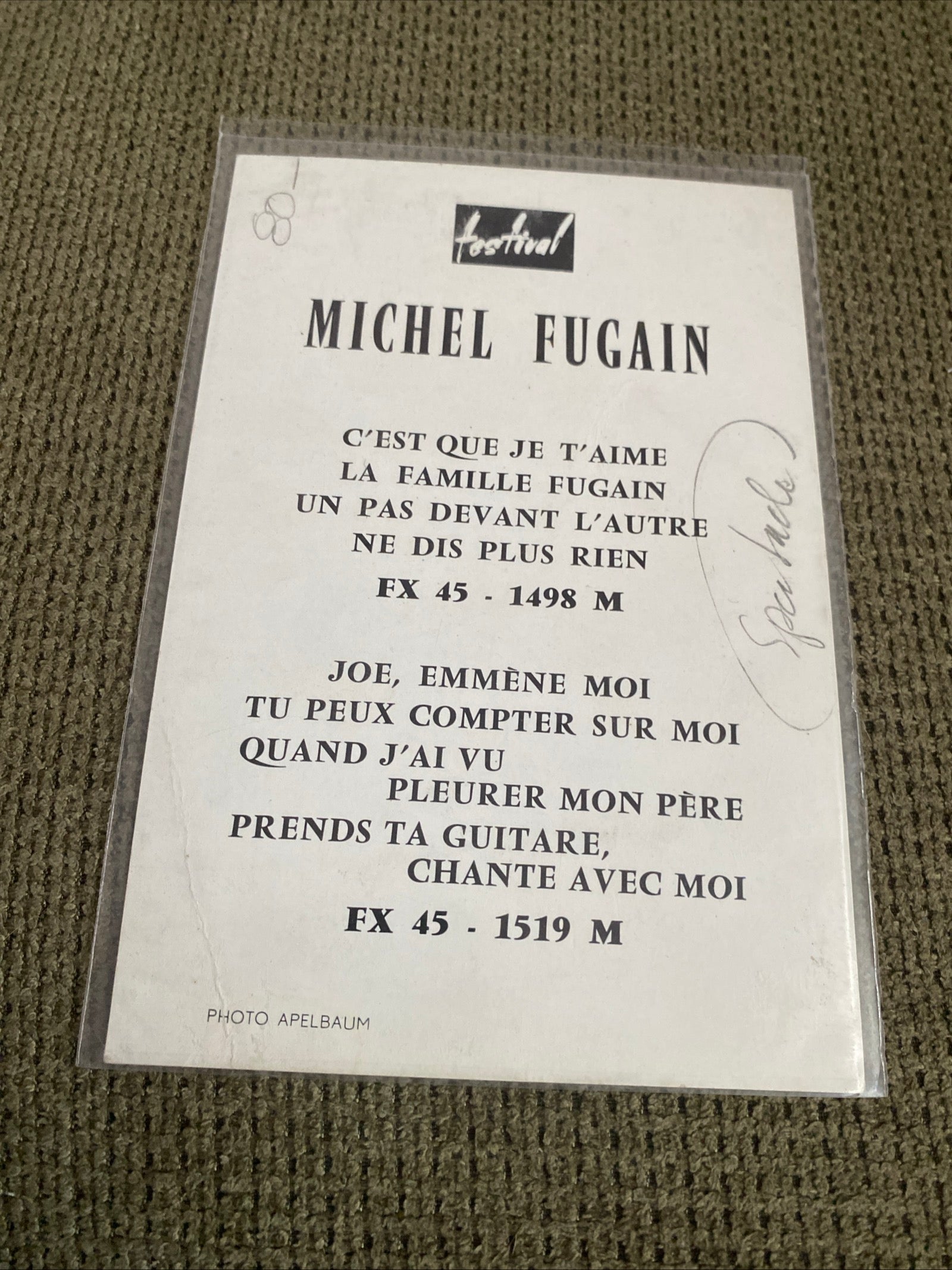 Carte postale carte promo dédicacée Michel Fugain