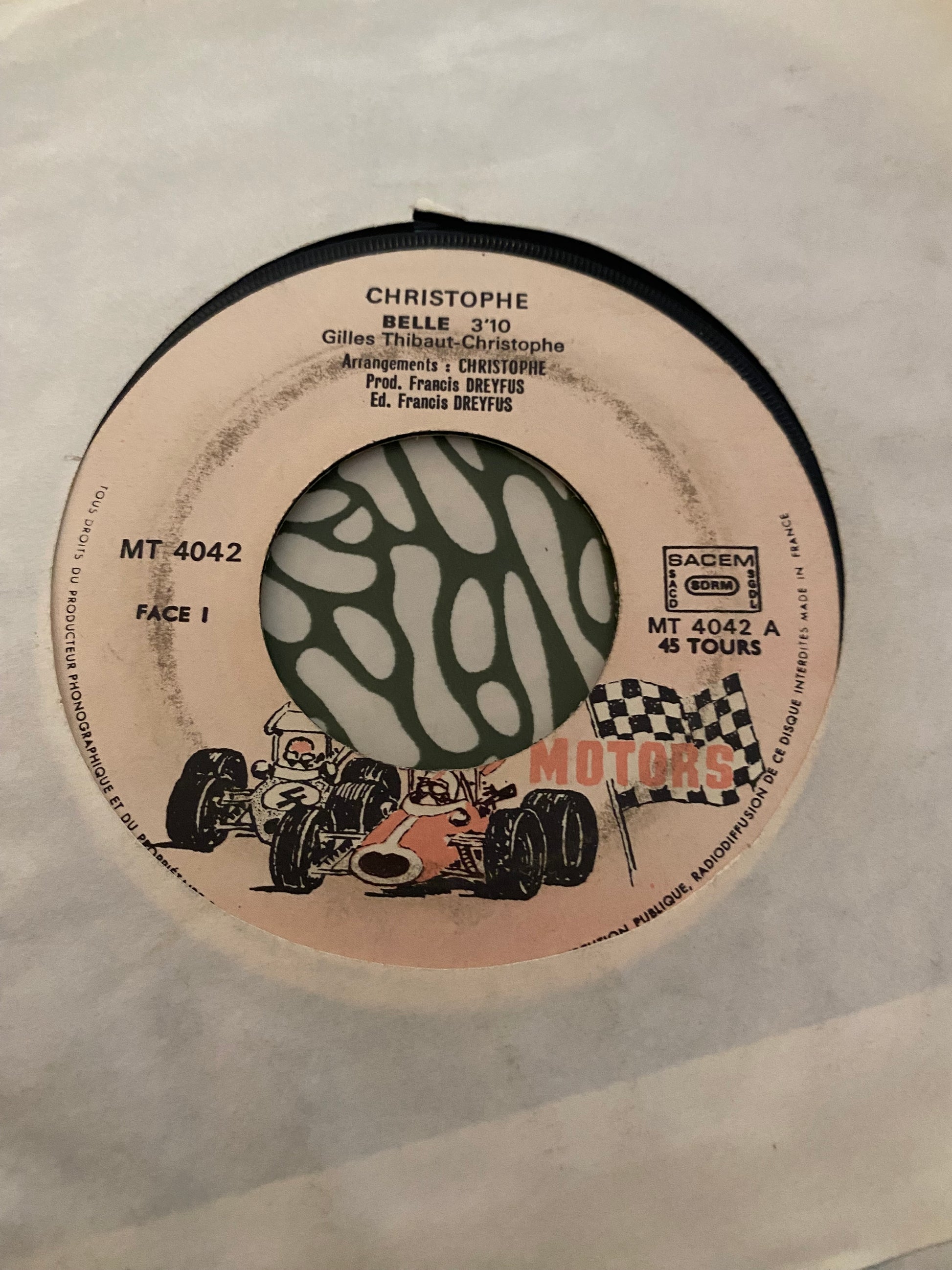 Disque vinyle 45 tours Christophe. Belle