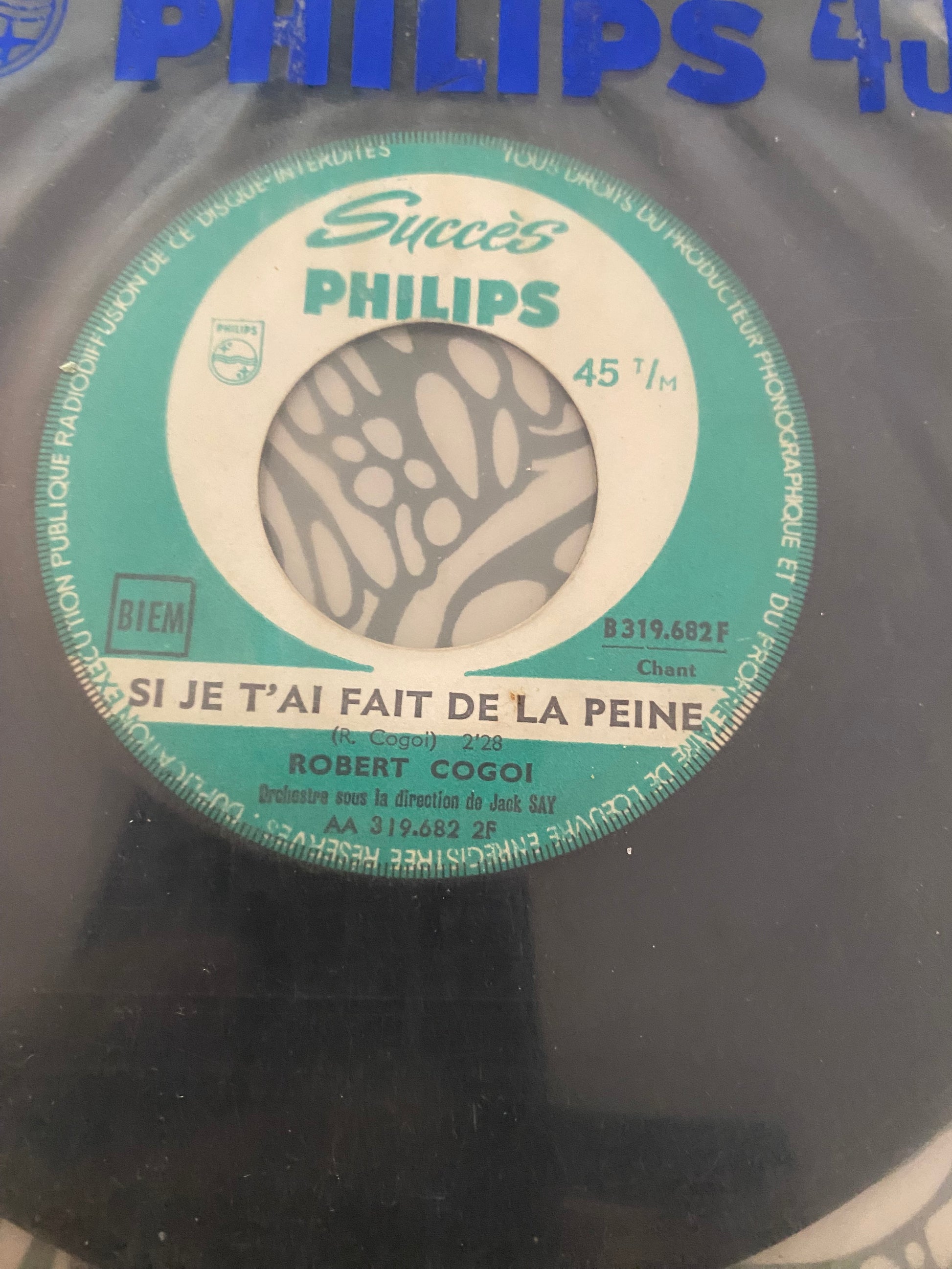 Disque vinyle 45 tours Robert Cogoi. Si un jour