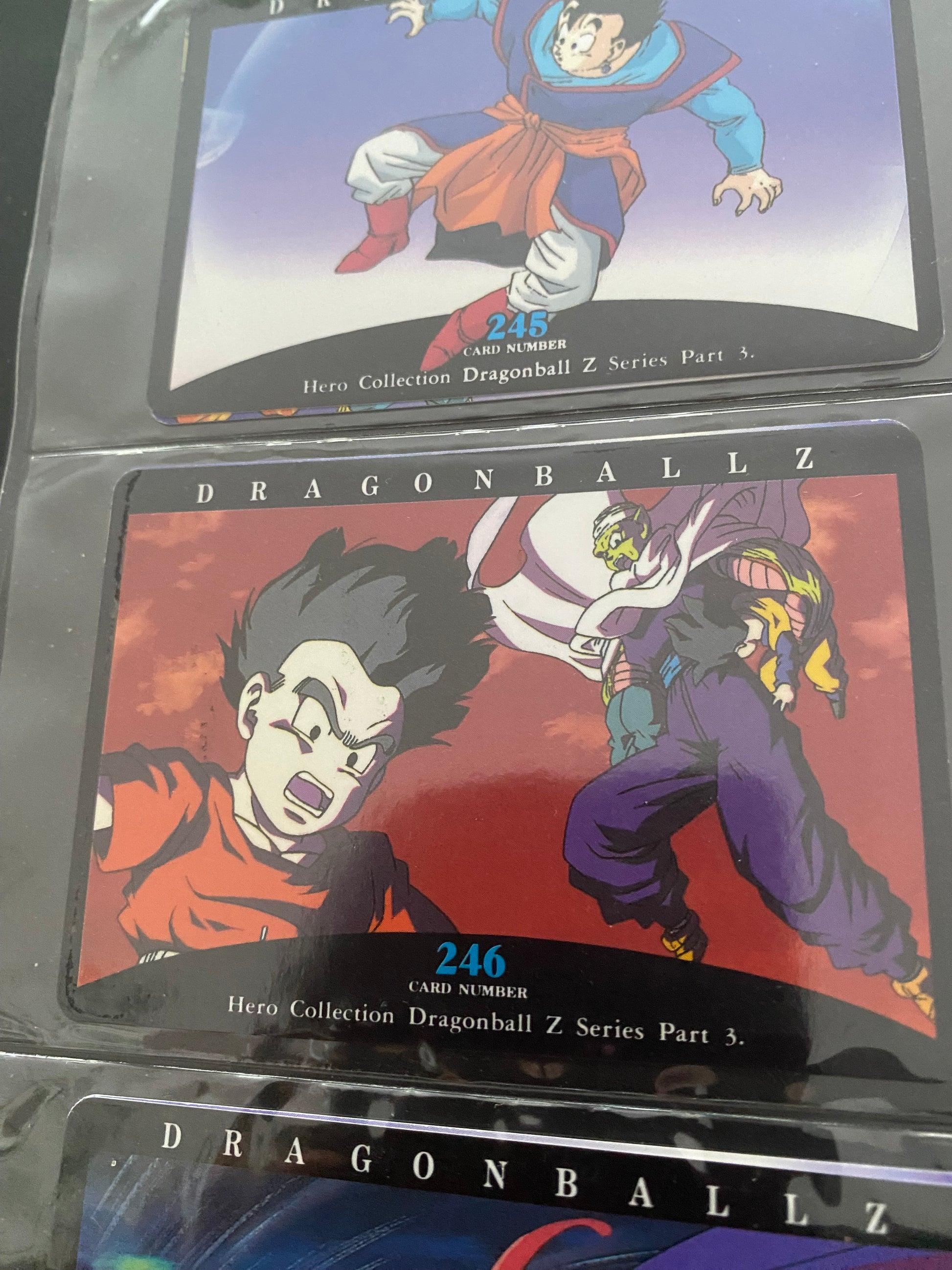 Dragon Ball Z part 3 cartes de collection numéro 245.246.247.248 Lot de 4