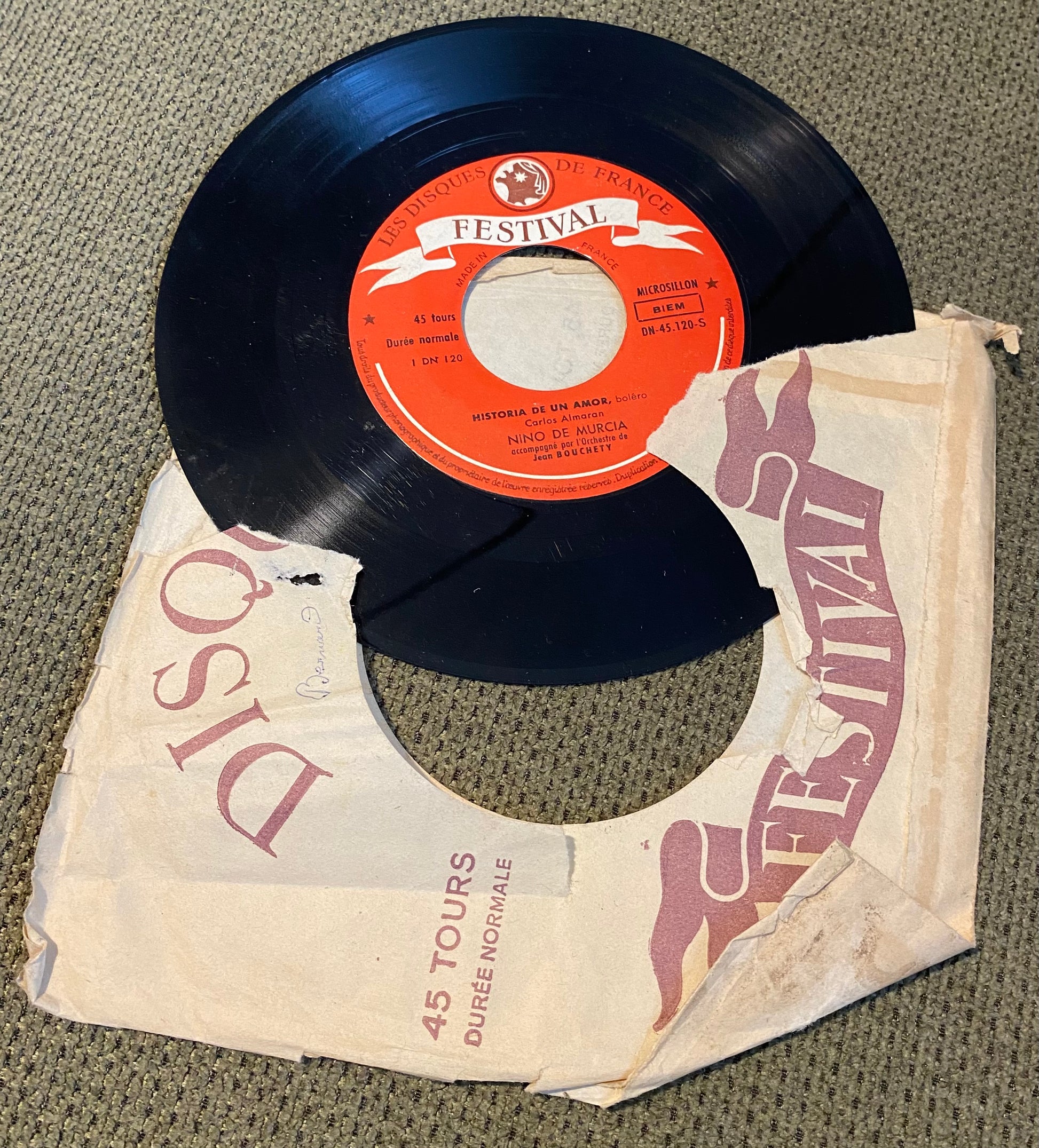 Disque vinyle Nino De Murcia. Historia de un Amor. Boléro Carlos Almaran