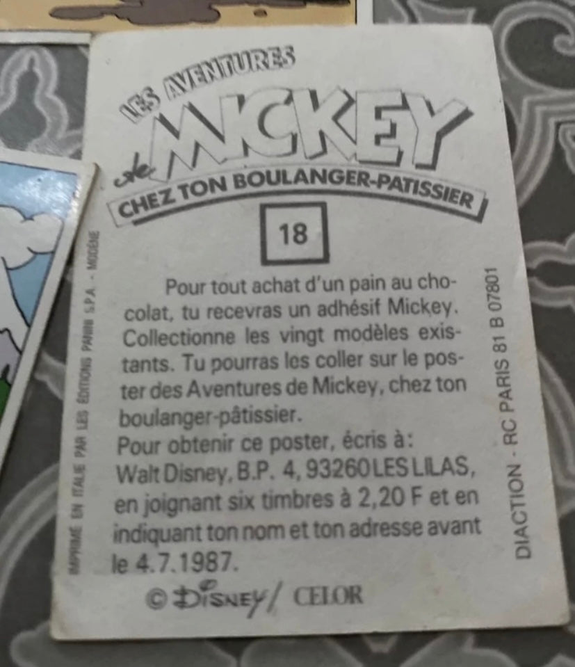 Images anciennes Mickey Disney Celor 1987 Lot de 6