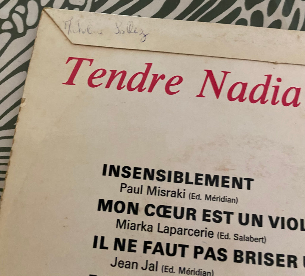 Disque vinyle 45 Tours Tendre Nadia Gray. Insensiblement