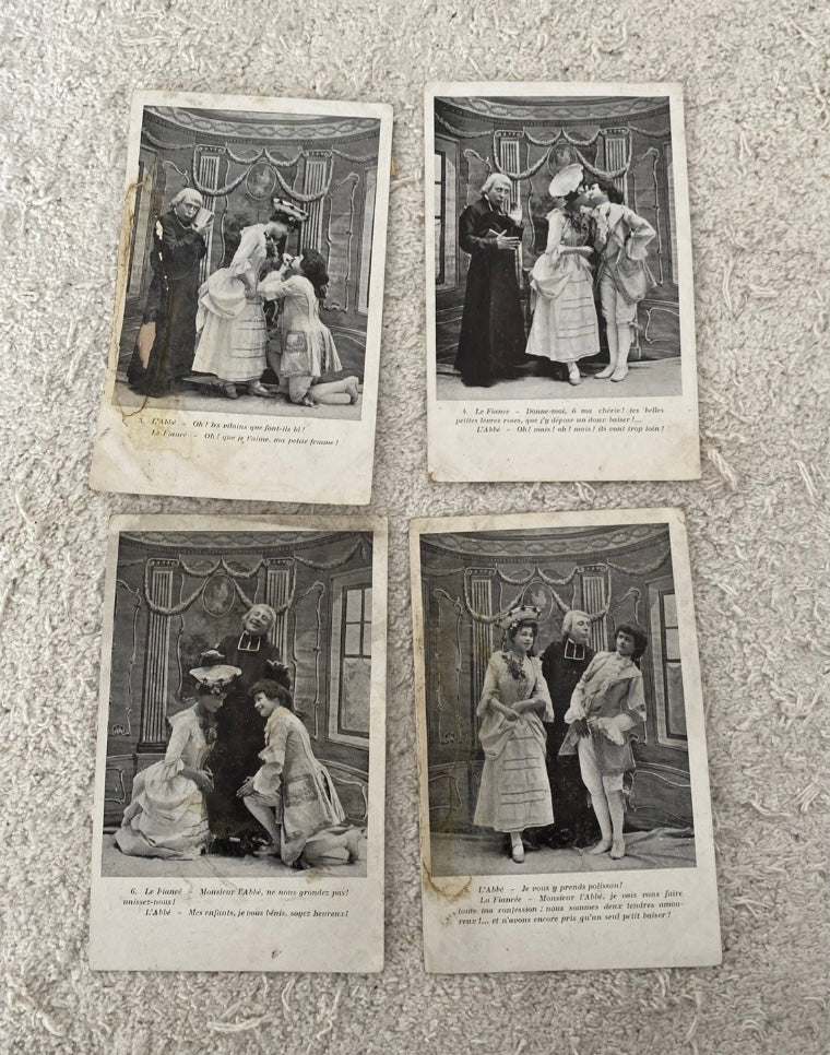 Cartes postales anciennes. L’Abbé. Début 1900 Lot de 4