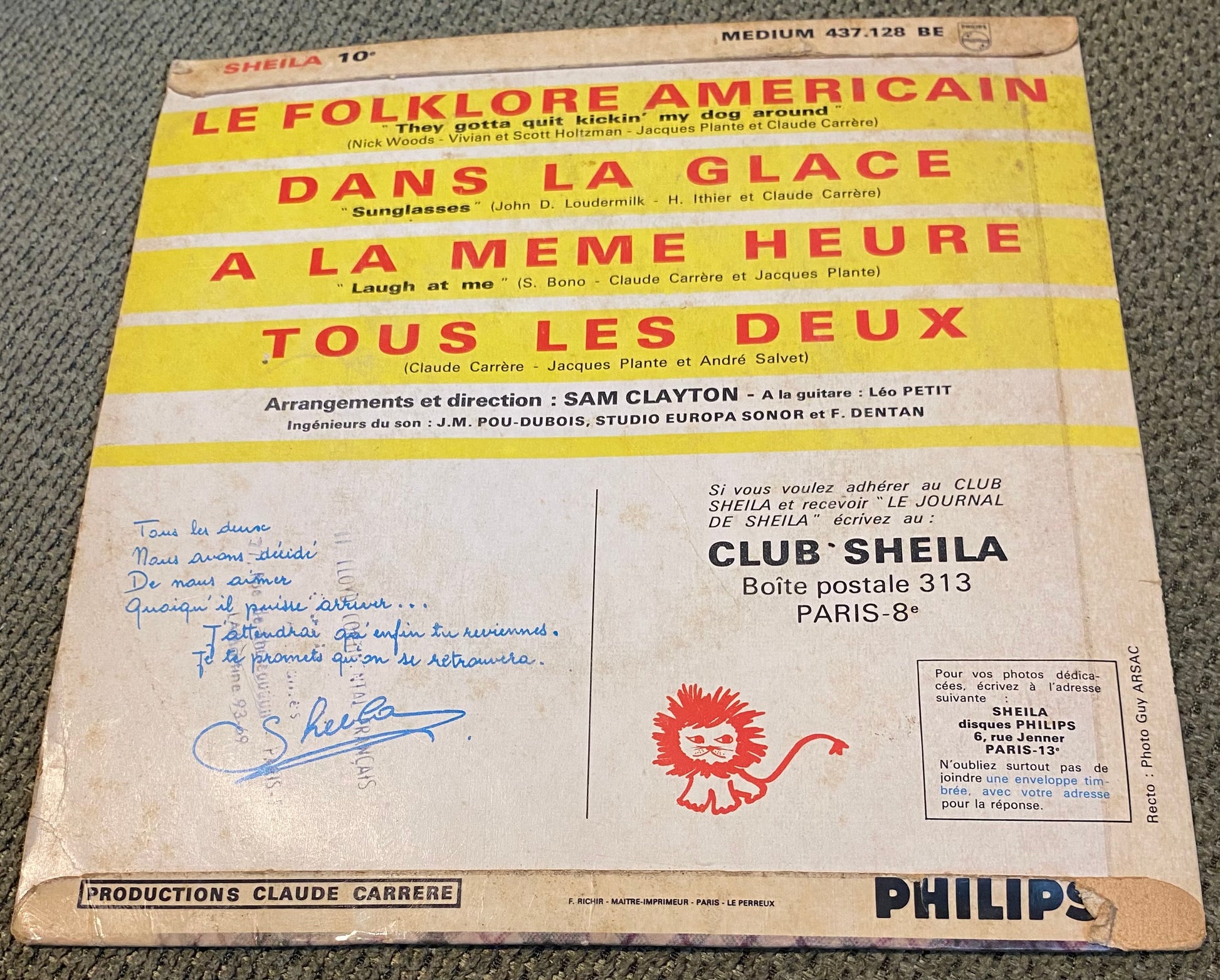 Disque vinyle 45 tours Sheila. Tous les deux