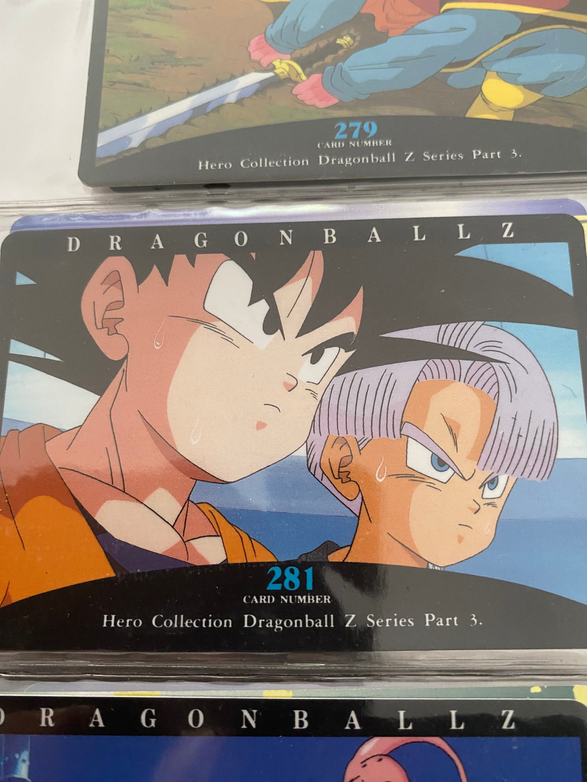 Dragon Ball Z part 3 cartes de collection numéro 278.279.281.282 Lot de 4