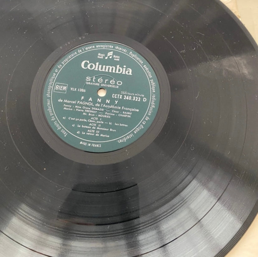 Disque vinyle 33 tours Marius. Fanny. Marcel Pagnol.