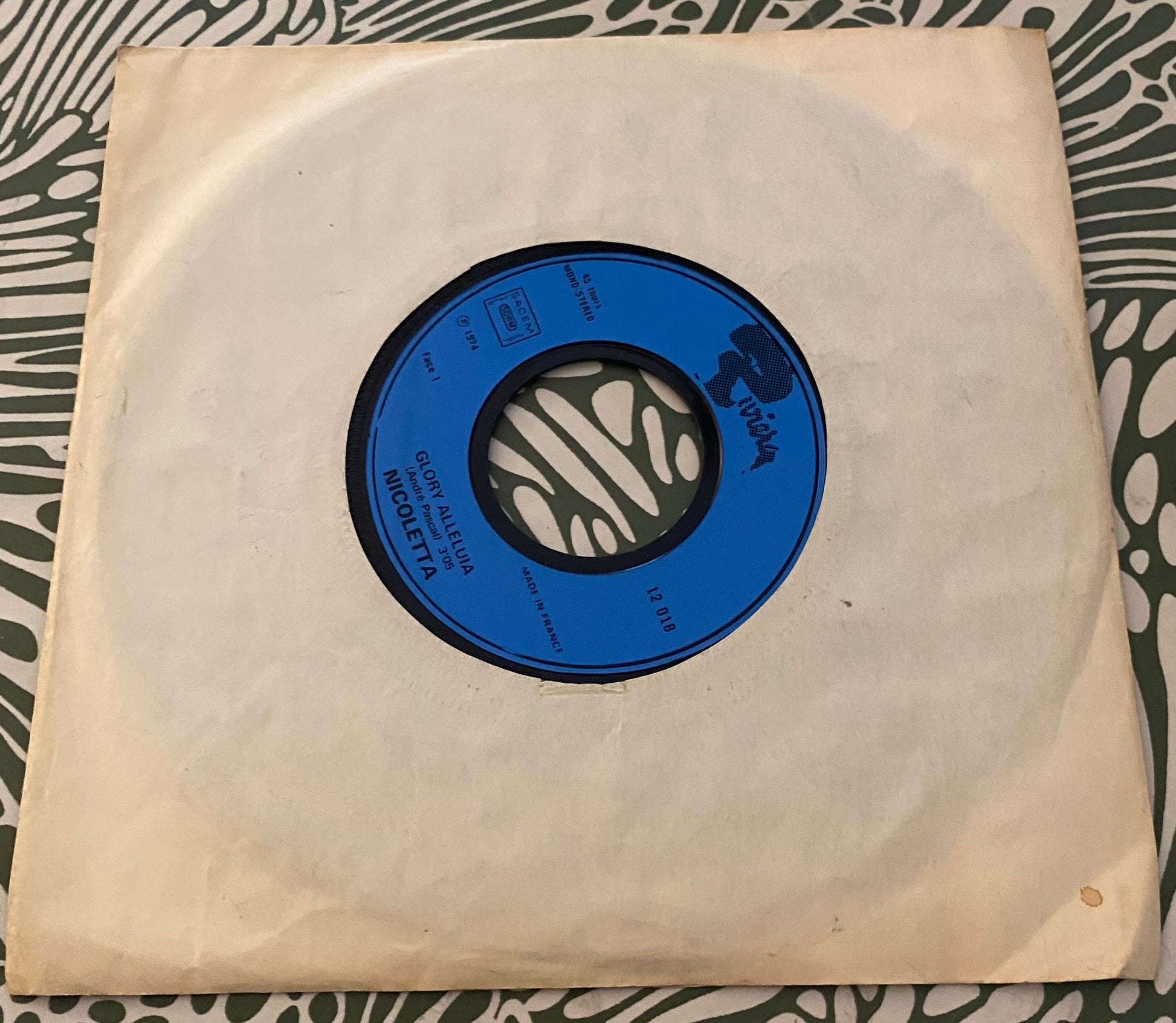 Disque vinyle 45 tours Nicoletta. Glory Alleluia 1974