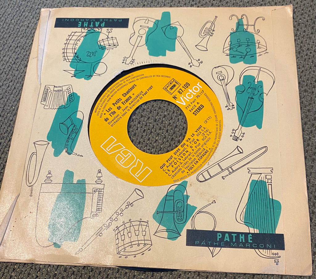 Disque vinyle 45 tours les petits chanteurs de l’île de France. Qui peut dire où va le vent